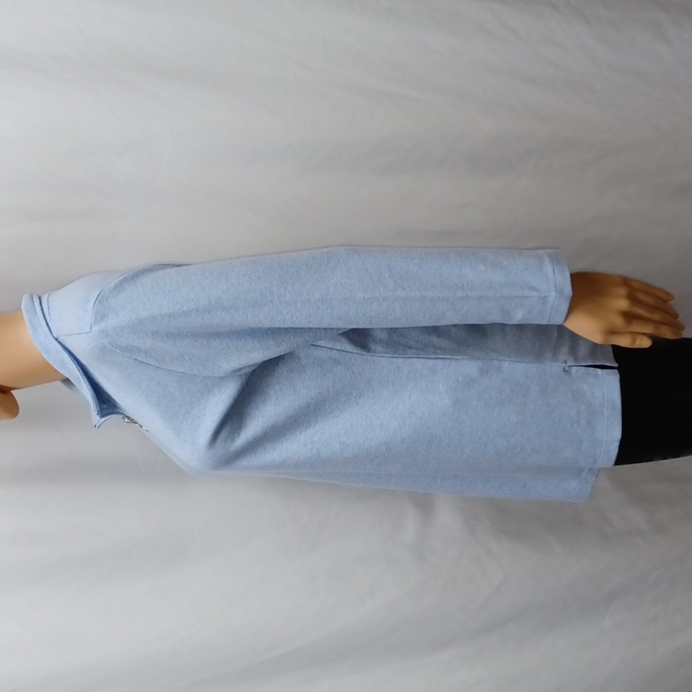Karen Scott Cotton Zip-Neck Top, Light Blue Heather - Picture 4 of 10